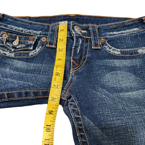 True Religion Joey Jeans Twisted Seam Flare Leg Distressed Low Rise Y2K Size 28 - Picture 7 of 10
